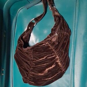 Bisou Bisou Rich Brown Velvet Hobo Bag